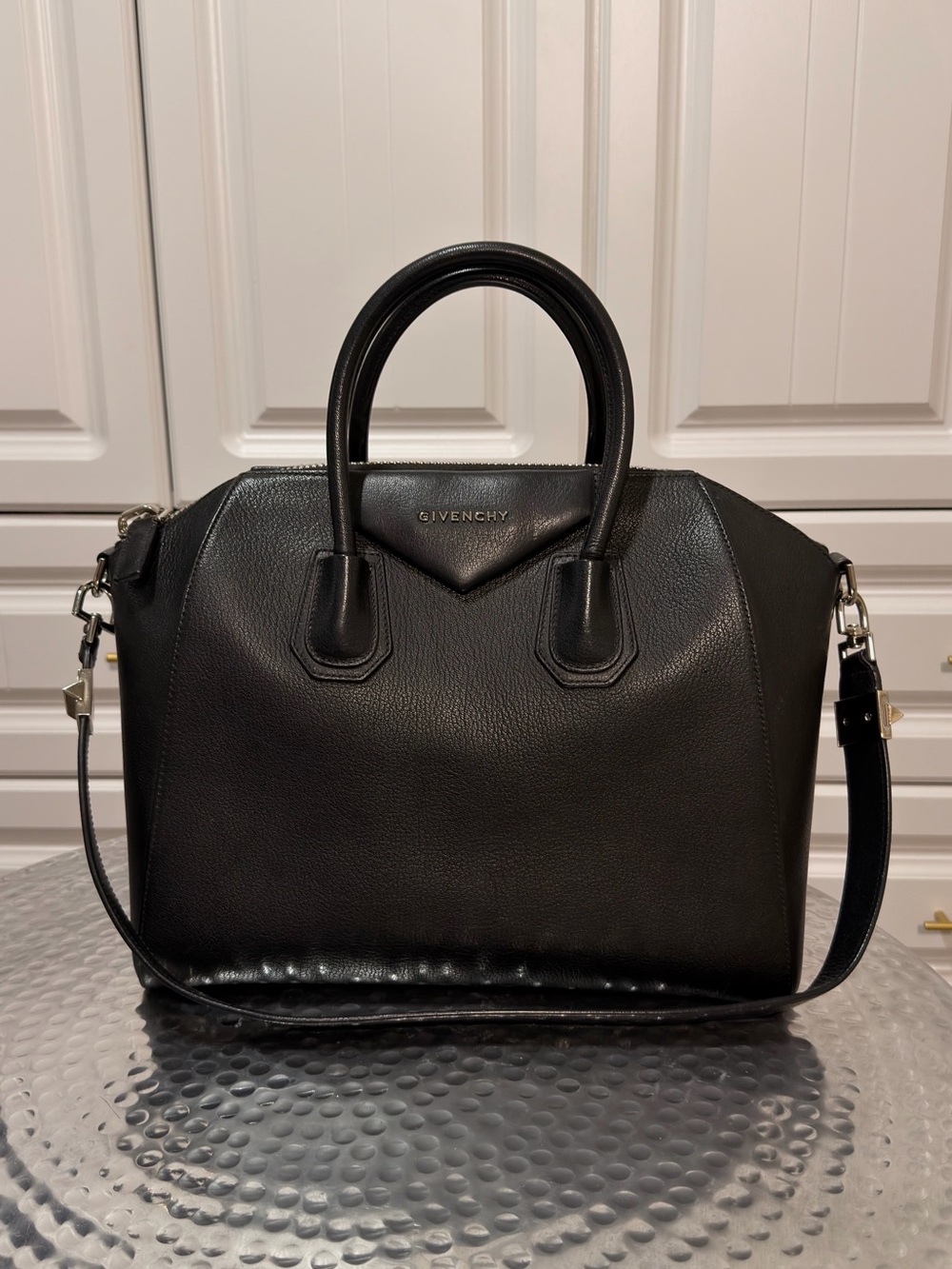 Givenchy Black Leather Satchel with Detachable Strap